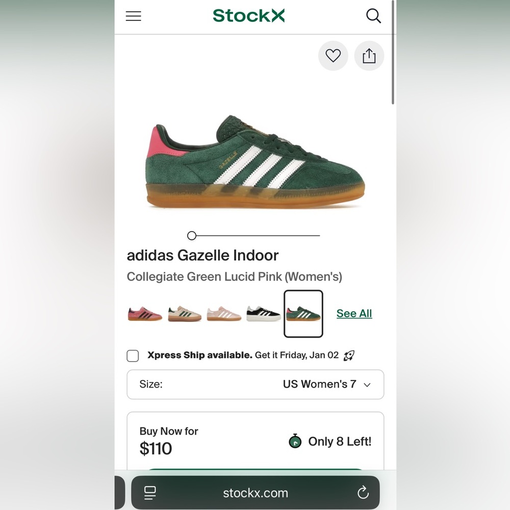 adidas Gazelle Indoor Collegiate Green Lucid Pink - Adidas Green & Pink Sneakers